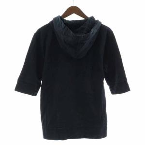 BURBERRY BLACK LABEL パーカー ジップアップ 五分袖 ロゴ 2 M 黒 ブラック D1P21-120-09