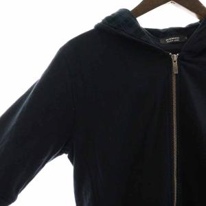 BURBERRY BLACK LABEL パーカー ジップアップ 五分袖 ロゴ 2 M 黒 ブラック D1P21-120-09