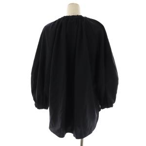 UNITED ARROWS Wゴムギャザープルオーバーブラウス シャツ 長袖 フレア イレギュラーヘム ウール F 紺 ネイビー 15212151405