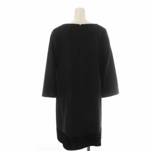 M'S GRACY ワンピース スパンコール リボン ひざ丈 ウール 長袖 38 M 黒 ブラック