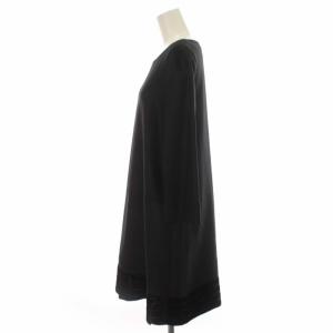 M'S GRACY ワンピース スパンコール リボン ひざ丈 ウール 長袖 38 M 黒 ブラック