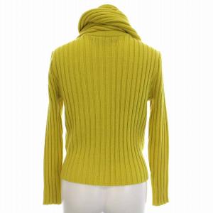 M'S GRACY カーディガン リブ ニット 中綿 切替 マフラー付き ビジュー 長袖 38 M 黄色 イエロー