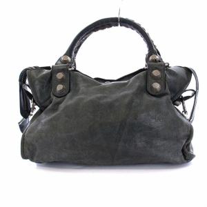 BALENCIAGA ザ･ジャイアントシティ ハンドバッグ トートバッグ ワンショルダーバッグ 2WAY レザー 緑 グリーン 173084