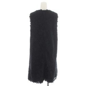 kate spade new york ワンピース ミニ ノースリーブ フラワーモチーフ レース 刺繍 4 M 紺 ネイビー