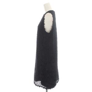 kate spade new york ワンピース ミニ ノースリーブ フラワーモチーフ レース 刺繍 4 M 紺 ネイビー