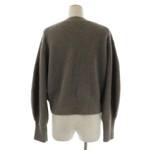 UNITED ARROWS W/FOXパフスリーブ カーディガンW リブニット 長袖 Vネック ウール混 フォックス混 F グレー 15281990254