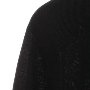 dunhill ニット カットソー ロゴ 刺繍 クルーネック 切替 シルク ウール 長袖 M 黒 ブラック
