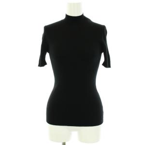 REFINE LEENDA リブニット カットソー ウール 半袖 ハイネック ストレッチ S 黒 ブラック