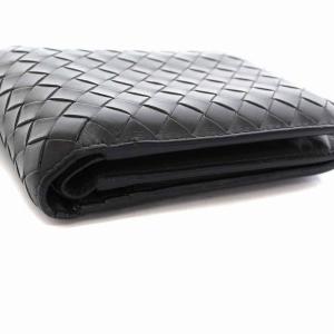 BOTTEGA VENETA イントレチャート 二つ折り財布 レザー チャコールグレー