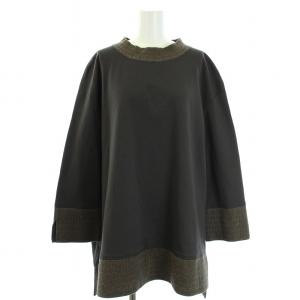 チュニック丈プルオーバー カットソー 長袖 13+ 茶 ブラウン