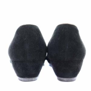 Salvatore Ferragamo パンプス スエード アーモンドトゥ ローヒール ビジュー 6.5 24cm 黒 ブラック