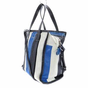 BALENCIAGA BAZAR SHOPPER ハンドバッグ ショルダーバッグ 2way ヴィンテージレザー ストライプ