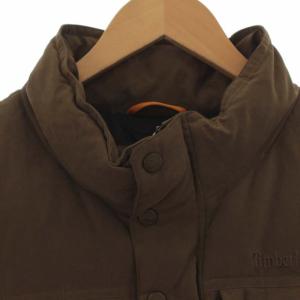 Timberland ダウンベスト ジップアップ ロゴ刺繍 大きいサイズ XXL 茶 ブラウン