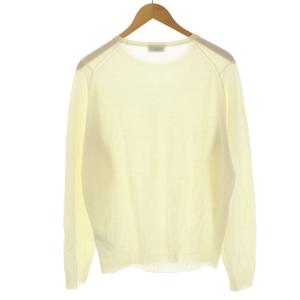 JOHN SMEDLEY エクストラファインメリノウールニット セーター カットソー 薄手 クルーネック プルオーバー 長袖 L アイボリー