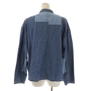Nigel Cabourn CLOSED ブラウス デニムシャツ シャンブレー プルオーバー 長袖 ツギハギ リボン XXS インディゴ ライトブルー