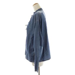 Nigel Cabourn CLOSED ブラウス デニムシャツ シャンブレー プルオーバー 長袖 ツギハギ リボン XXS インディゴ ライトブルー