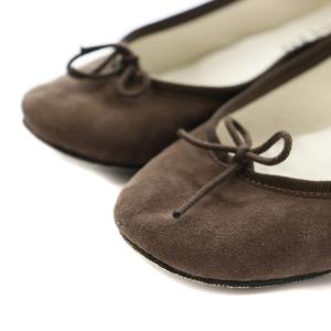 Repetto サンドリヨン パンプス バレエシューズ チャンキーヒール リボン スエード 35 22.5cm 茶色 ブラウン