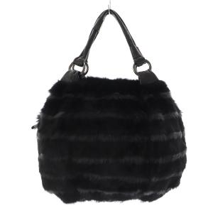 ファーバッグ トートバッグ ショルダーバッグ ボーダー ラビット 黒 ブラック グレー