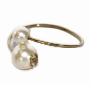 CHANEL B14 S ココマーク ビッグパール ブレスレット ホワイト ゴールド色