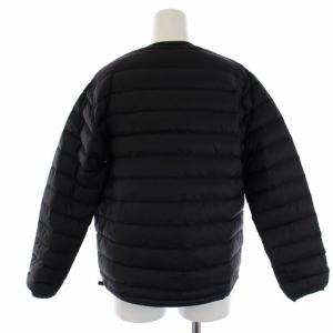 DANTON 20AW INNER DOWN ダウンジャケット ノーカラー ロゴ ワッペン ナイロン 38 M 黒 ブラック JD-8748