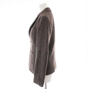 Lois CRAYON 2点セット テーラードジャケット ツイード ベスト ジレ ヘリンボーン柄 刺繍 ウール M 茶 ブラウン