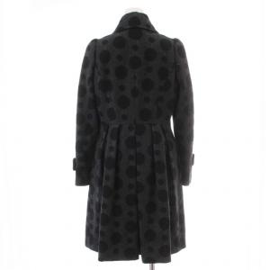 Lois CRAYON ロングコート ドット 大きいボタン ウール混 アンゴラ混 アクリル混 M 黒 ブラック グレー