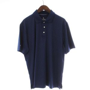 ポロシャツ シャツ 半袖 柄 スリット L 紺 ネイビー