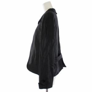 VALENTINO BOUTIQUE ステンカラージャケット リネン イタリア製 6 M 黒 ブラック