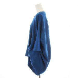 ENFOLD バックギャザーコクーンシルエットブラウス カットソー シャツ 五分袖 38 M 青 ブルー