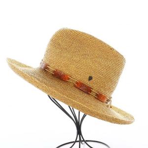 HELEN KAMINSKI ストローハット 麦わら帽子 帽子 つば広 レザー ベージュ