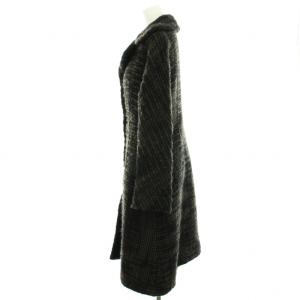 SYBILLA チェスターコート ウール ロング L 黒 ブラック 茶 ブラウン