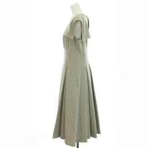 CELFORD 21AW フレアカラーフィット＆フレアワンピース ロング ノースリーブ 千鳥格子柄 38 M グレー