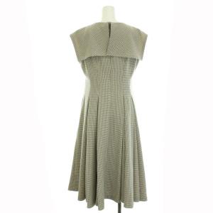 CELFORD 21AW フレアカラーフィット＆フレアワンピース ロング ノースリーブ 千鳥格子柄 38 M グレー