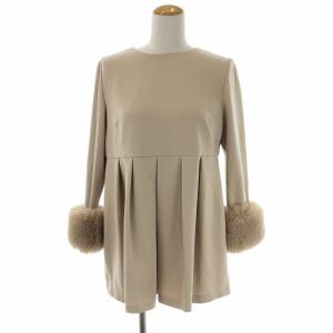 22AW ファーカフストップ 長袖 ウエストタック ペプラム フェイクファー 36 S ベージュ 0322341161