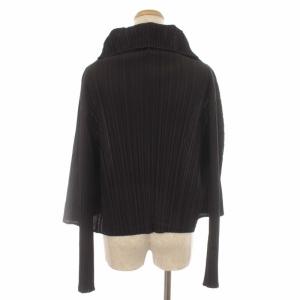PLEATS PLEASE ISSEY MIYAKE イッセイミヤケ カーディガン ボレロ カットソー ビッグカラー プリーツ 長袖 4 ダークブラウン