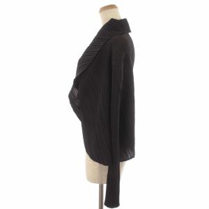 PLEATS PLEASE ISSEY MIYAKE イッセイミヤケ カーディガン ボレロ カットソー ビッグカラー プリーツ 長袖 4 ダークブラウン