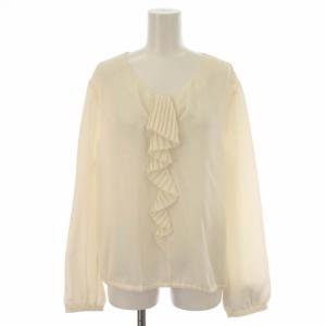 ブラウス シャツ プリーツ フリル プルオーバー 大きいサイズ 長袖 15+ XXL アイボリー