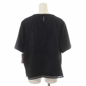 Leilian ブラウス シャツ クルーネック 総レース プルオーバー 大きいサイズ 半袖 17+ 3XL 黒 ブラック 紺 ネイビー