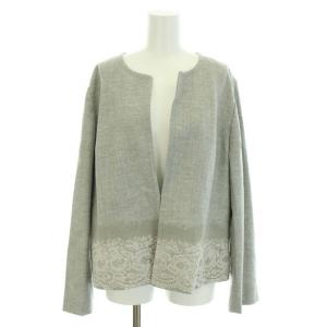 Leilian スーツ セットアップ 上下 ノーカラージャケット レース 花柄 スカート ひざ丈 台形 ウール 大きいサイズ 15+ XXL