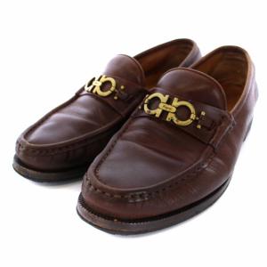 Salvatore Ferragamo ローファー スリッポン ガンチーニ  レザー 6.5EE 24.5cm 茶 ブラウン