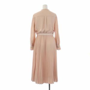 ANAYI 19AW シャツワンピース 長袖 ロング ノーカラー プリーツ 36 S ベージュ