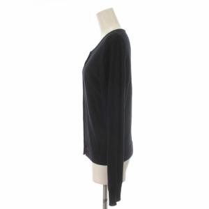 MARGARET HOWELL カーディガン ニット ウール カシミヤ混 絹混 シルク混 長袖 3 L 紺 ネイビー