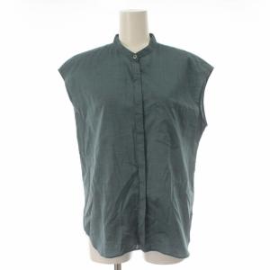 ブラウス シャツ バンドカラー ノースリーブ 2 M 緑 グリーン