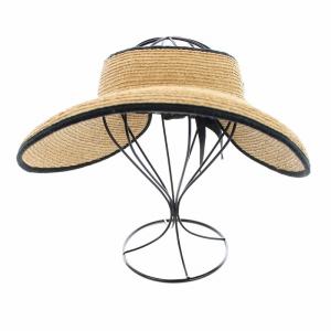 HELEN KAMINSKI 23SS MITA UPF50 アイコニック ラフィアブレード サンバイザー 帽子 リボン OS ナチュラル ミッドナイト