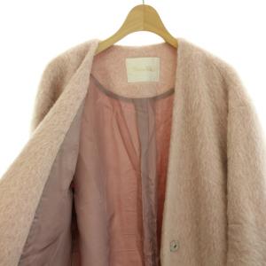 Grace Class サンプル品 19AW ノーカラーコート アウター ロング MANTECO生地 パール装飾 ウール混 モヘヤ混 アルパカ混 F