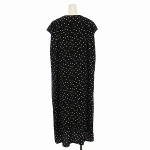 23区 22SS ドットプリント ワンピース ロング Vネック フレンチスリーブ 38 M 黒 ブラック ベージュ