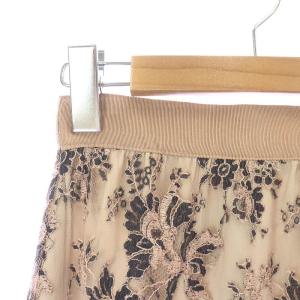 ANAYI 20AW フラワーリバーレースロングスカート マキシ フレア シアー シースルー 花柄 絹 シルク 36 S ピンク 黒 ブラック