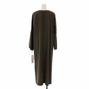GRACE CONTINENTAL 17AW カフタン刺繍ワンピース ロング 長袖 38 M カーキ 17431081