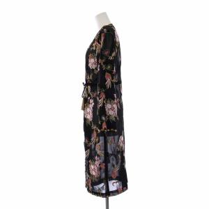 GRACE CONTINENTAL 17SS ラメ刺繍ジョーゼットガウン ロングカーディガン シアー 36 S 黒 ブラック 17151036