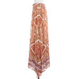 GRACE CONTINENTAL 22AW エスニックプリントフレアスカート ロング 総柄 イレギュラーヘム アシンメトリー 38 M オレンジ 0122321019
